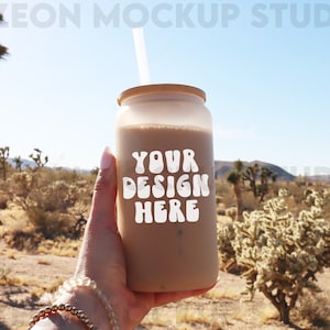 Frosted 16 oz Glass Can Mockup, Sublimation Can Mockup Iced Coffee Glass Mockup, Coffee Cup Mockup, Coffee Glass Mockup, Iced Coffee Mockup
