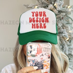 Christmas Otto Cap Trucker Hat Mockup White Kelly Hat Mock Christmas Hat Mockup Trucker Hat Cap Mockup Baseball Cap Mockup Mesh Cap Mockup