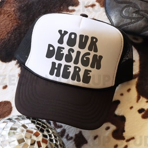 Otto Cap Trucker Hat Mockup Black White Hat Mock Beach Hat Trucker Hat Cap Mockup Baseball Cap Mockup Mesh Cap Mockup Trendy Western Mockup