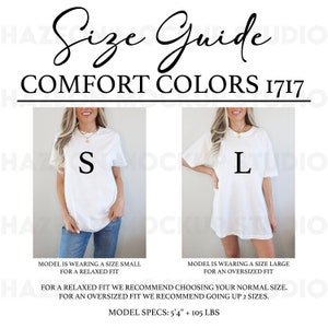 Comfort Colors 1717 サイズガイドチャート比較 Comfort Colors サイズチャート Comfort Colors モックアップ Comfort Colors ユニセックス サイズチャート サイズチャート