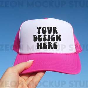 Otto Cap Trucker Hat Mockup H Pink Hat Mock Beach Hat Mockup Trucker Hat Cap Mockup Baseball Cap Mockup Mesh Cap Mockup Trendy Mockup