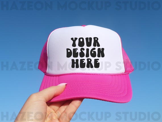 Otto Cap Trucker Hat Mockup H Pink Hat Mock Beach Hat Mockup Trucker Hat Cap Mockup Baseball Cap Mockup Mesh Cap Mockup Trendy Mockup