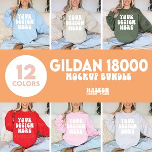 Gildan 18000 Sweatshirt Mockup Bundle Crewneck Mockup Bundle G180 Model Mockup Simple Mockup Bundle Neutral BohoMockup Bundle 12 Colors