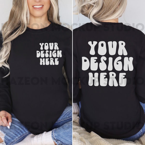 Comfort Colors 6014 Front And Back Mockup Mock Up 6014 Black Simple Aesthetic Boho Mockup Colors Aesthetic Mockup Words on Back Mockup