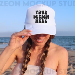 Otto Cap Trucker Hat Mockup White Hat Mock Beach Hat Mockup Trucker Hat Cap Mockup Baseball Cap Mockup Mesh Cap Mockup Trendy Mockup