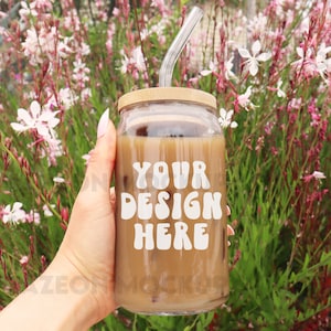 Libbey 16 oz Glass Can Mockup, Iced Coffee Glass Mockup, Libbey 209 Mockup, Coffee Cup Mockup, Coffee Glass Mockup, Iced Coffee Mockup