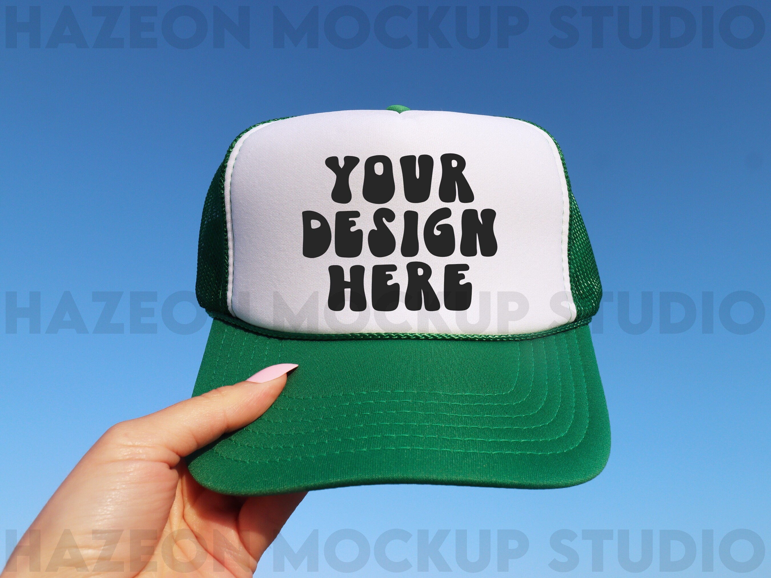 Otto Cap Trucker Hat Mockup Kelly Green White Hat Mock Beach Hat Trucker Hat Cap Mockup Baseball Cap Mockup Mesh Cap Mockup Trendy Mockup