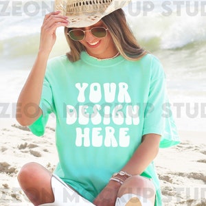 Comfort Colors C1717 Island Reef Mockup Oversized Island Reef Tshirt Mockup Trendy Mock Cowgirl Western Mockup Coastal Beach Model Mockup