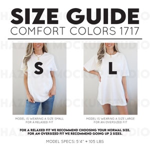 Comfort Colors 1717 サイズガイドチャート比較 Comfort Colors サイズチャート Comfort Colors モックアップ Comfort Colors ユニセックス サイズチャート サイズチャート