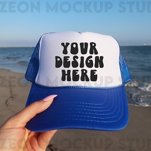 Otto Cap Trucker Hat Mockup Royal White Hat Mock Beach Hat Mockup Trucker Hat Cap Mockup Baseball Cap Mockup Mesh Cap Mockup Trendy Mockup
