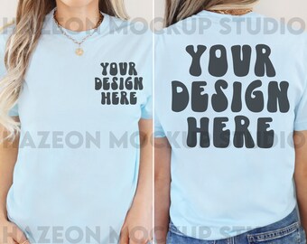Comfort Colors Front And Back Mockup 1717 Mock Up 1717 Chambray Simple Lifestyle Mockup Colors Chambray Shirt Aesthetic Mockup Words on Back