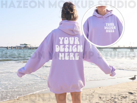 Gildan 18500 Orchid Front Back Mockup Oversized Outdoors Purple Hoodie Mockup Gildan Crewneck Aesthetic Mockup Trendy Mock Words on Back Etsy