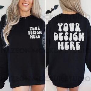 Gildan Halloween Front And Back Mockup Mock Up 18000 Black Oversized Halloween Fall Mockup Colors White Shirt Aesthetic Mockup Words on Back