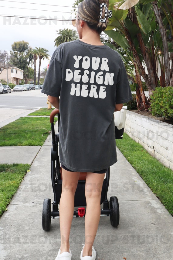 Comfort Colors C1717 Pepper Back Mockup Oversized Pepper Tshirt Mockup Mom Mockup Trendy Mock Aesthetic Mockup Words On Back Model Mockup