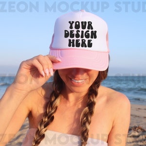 Otto Cap Trucker Hat Mockup Soft Pink White Hat Mock Beach Hat Trucker Hat Cap Mockup Baseball Cap Mockup Mesh Cap Mockup Trendy Mockup
