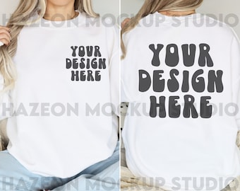 Gildan 18000 Front And Back Mockup White Mock Up 18000 Oversized White Simple Mockup Boho Neutral White Aesthetic Mockup Words on Back