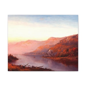 Autumn River Mountain Scene CANVAS renewably sourced wood