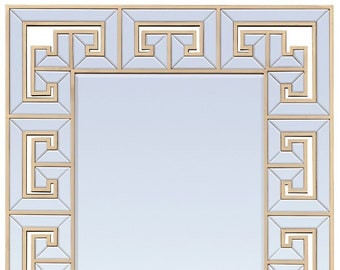 Timeless Elegance Greek Key Mirror - Handcrafted Wall Decor for a Touch of Classic Sophistication