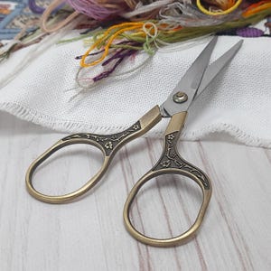 Bronze Vintage Scissors Sakura, Sharp Embroidery Scissors, Antique Needlework Scissors, Openwork Craft Supplies, Sewing Gift for Her