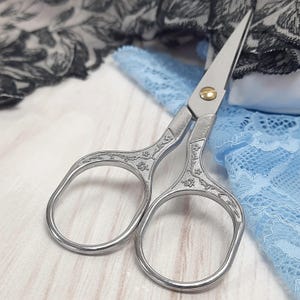 Silver Vintage Scissors Sakura, Sharp Embroidery Scissors, Antique Needlework Scissors, Openwork Craft Supplies, Sewing Gift for Her