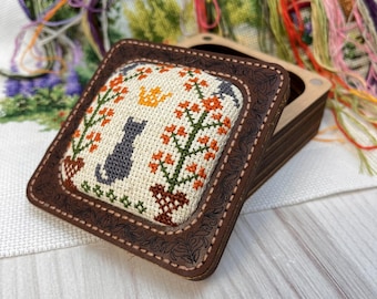 Magnetische Nadeldose mit Nadelkissen, Stickerei Organizer Box, Geschenk für die Näherin