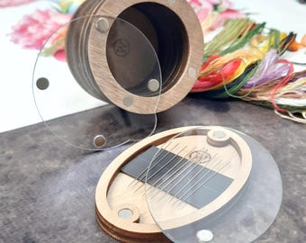 Wooden Sewing Box Set: Needle Case and Holder, Seamstress Gift