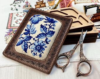 Handmade Box Set: Vintage Copper Scissors & Needle Case, Сross stitch, Seamstress gift