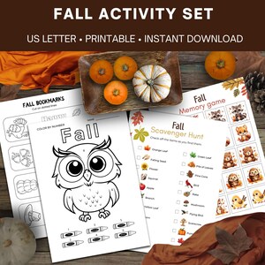 Fall Printable Activity Bundle for Kids | Fall Party Game and Activities | Thanksgiving Coloring Bookmarks | Scavenger Hunt | Fall Classroom