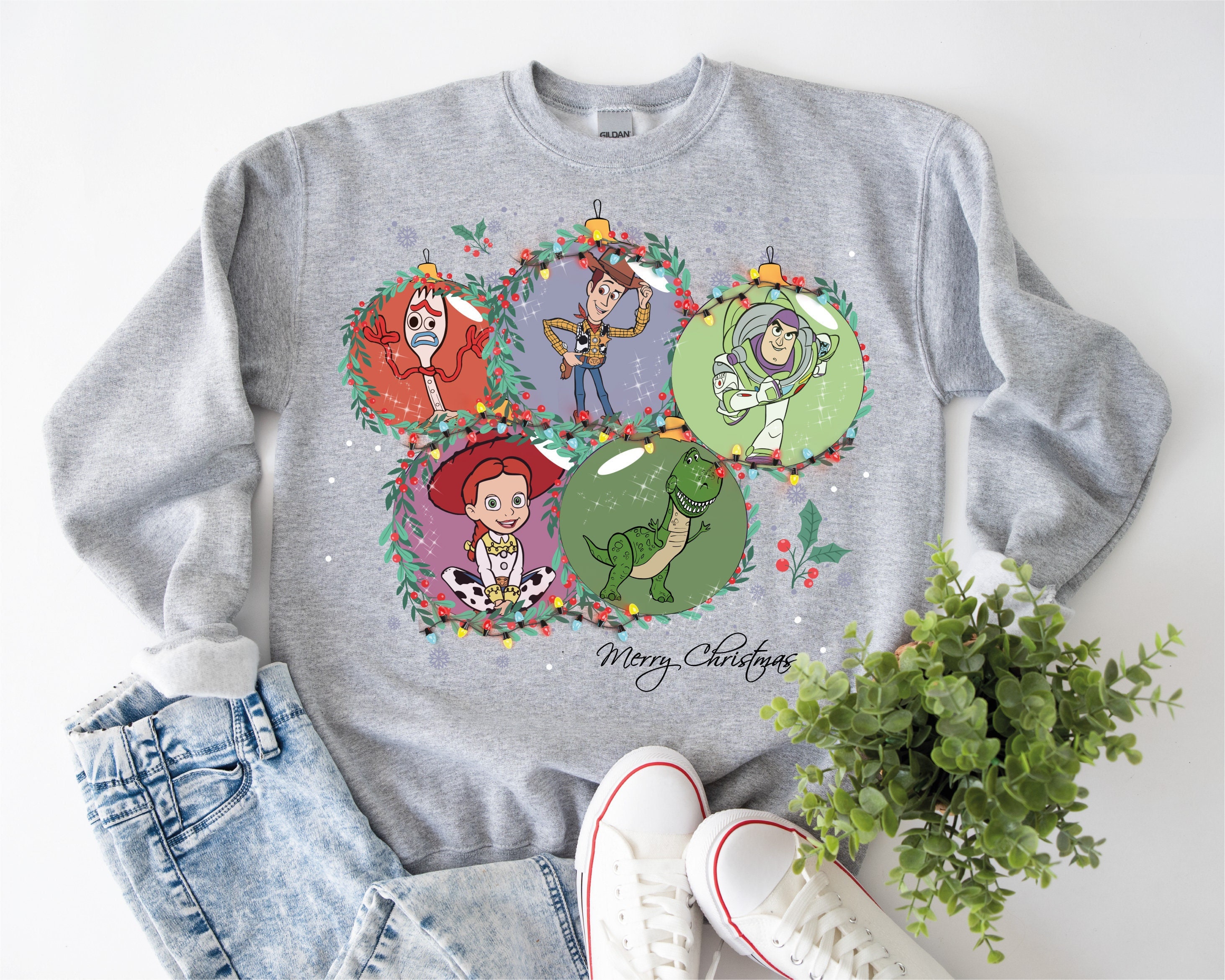 Discover Disney Retro Toy Story Christmas Sweatshirt, Toy Story Merry Christmas Sweatshirt