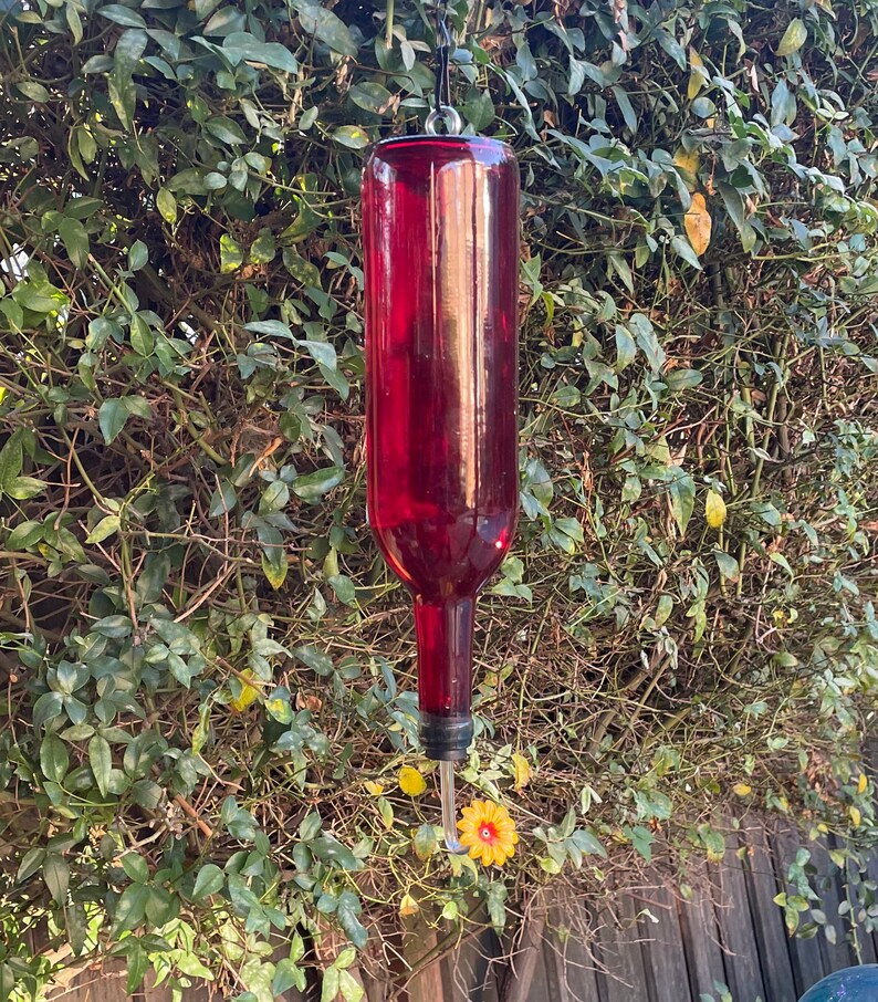 Hanging Wine Bottle Hummingbird Feeder Etsy