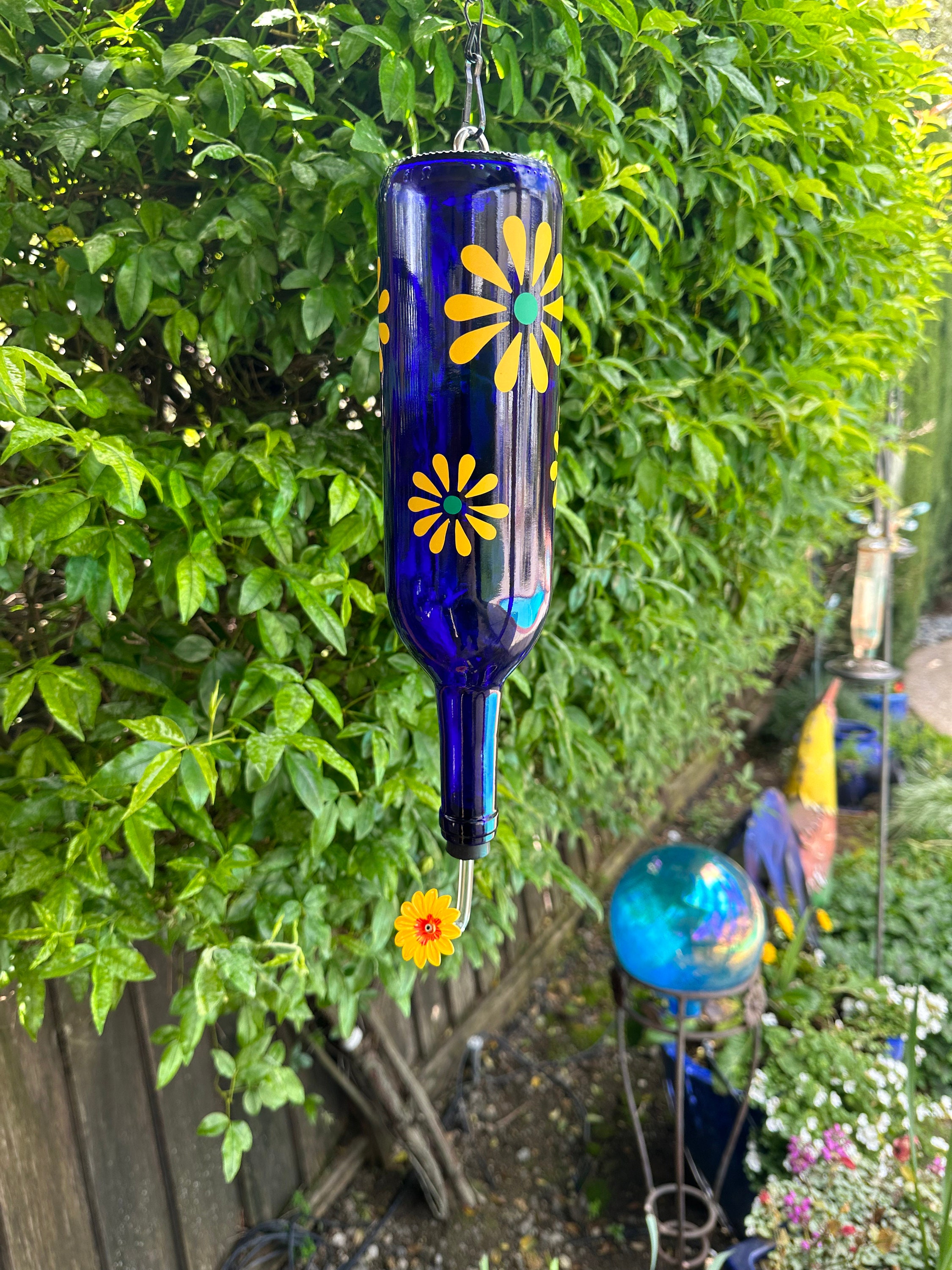 Hanging Wine Bottle Hummingbird Feeder - Etsy