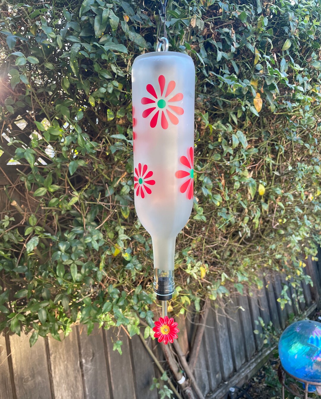 Hanging Wine Bottle Hummingbird Feeder Etsy
