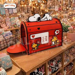 Snoopy brevlåda laserskuren fil, Alla hjärtans dag brevlåda 3D-pussel (digital nedladdning)