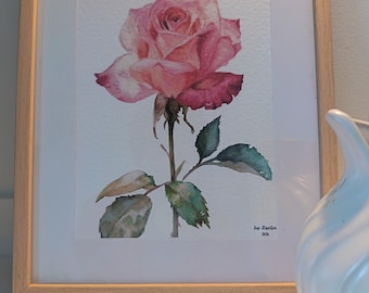 Pastel Rose - a soft pastel print from my original  10 x 8 " With frame