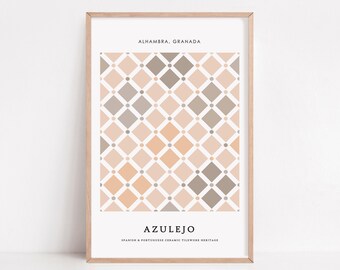 STAMPABILE Pastello Azulejo Tile Design / Ceramica portoghese e spagnola / Arte della parete di piastrelle mediterranee / Alhambra Granada / Download digitale /