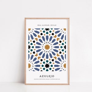 PRINTABLE Azulejo Tile Design | Portuguese & Spanish Ceramics | Mediterranean Tile Wall Art | Real Alcazar | Digital Download |