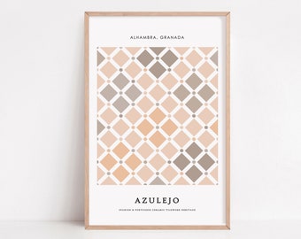 PRINTABLE Pastel Azulejo Tile Design | Portuguese & Spanish Ceramics | Mediterranean Tile Wall Art | Alhambra Granada | Digital Download |