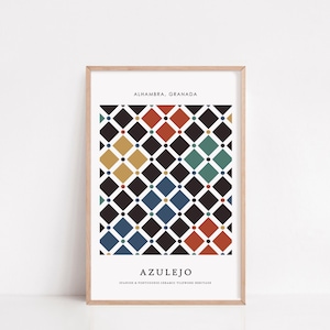 Azulejo Tile Print | Portuguese & Spanish Ceramics Poster | Mediterranean Wall Art | Alhambra Granada | FREE Digital Download Included |