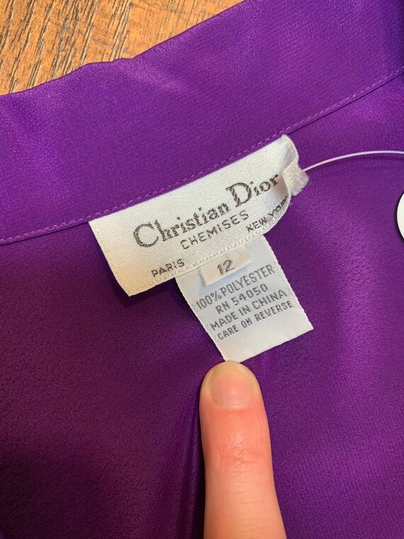 Vintage Christian Dior Royal Purple Chemise Blouse - image 3