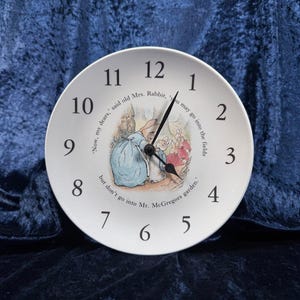 Vintage Wedgwood Ceramic Peter Rabbit Plate Clock - Mrs. Rabbit Illustration