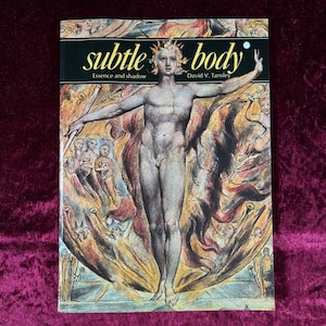 May include: A book titled Subtle Body: Essence and Shadow by David V. Tansley. The cover features a central illustration of a standing figure with a radiant head, surrounded by smaller figures and swirling orange, red, and blue artistic patterns.