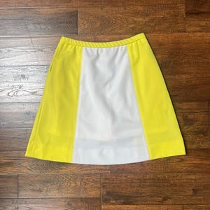 Vintage Clothing - A-Line Above Knee Mod Skirt - Yellow and White - Medium - Haymaker