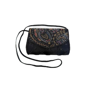 Vintage Accessories - Purse - Colorful Beaded Black Evening Crossbody La Regale