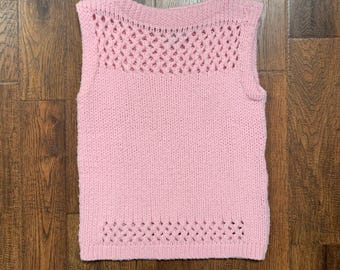 Vintage Clothing - Knit Pullover Sweater Vest - Baby Pink - Rosanna - Made In U.S.A. - Small