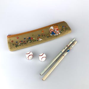 Vintage 1980s Kutsuwa Beautiful Sunday Pencil Case with Original Pencils & Erasers - Japan