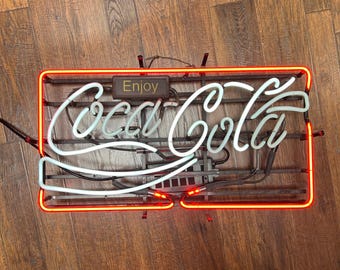 Vintage Wall Decor - Neon Sign - Enjoy Coca-Cola - Red and White - 1993