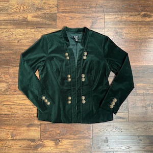 Vintage Style Clothing - Short Tailcoat Blazer Jacket - Green Velvet - Medium - Du Jour