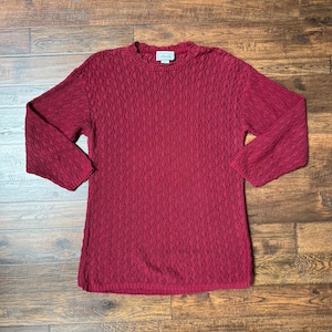 Vintage Clothing - Thin Knit Oversized Sweater - Light Maroon - Mondala Made In USA - Small