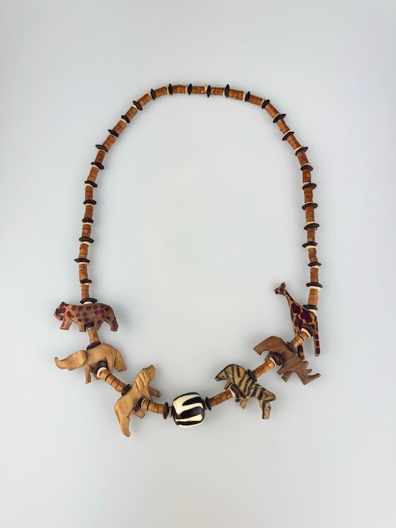 Vintage Mid Mod Funky Souvenir Necklace - Safari A