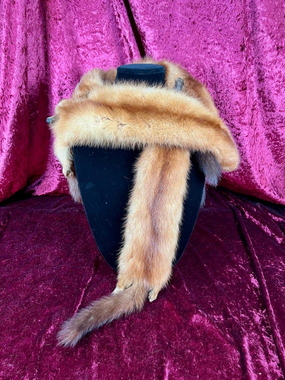 Vintage Accessories - Mid Century Fur Shoulder Wrap Stole – Four Red Foxes - 51"